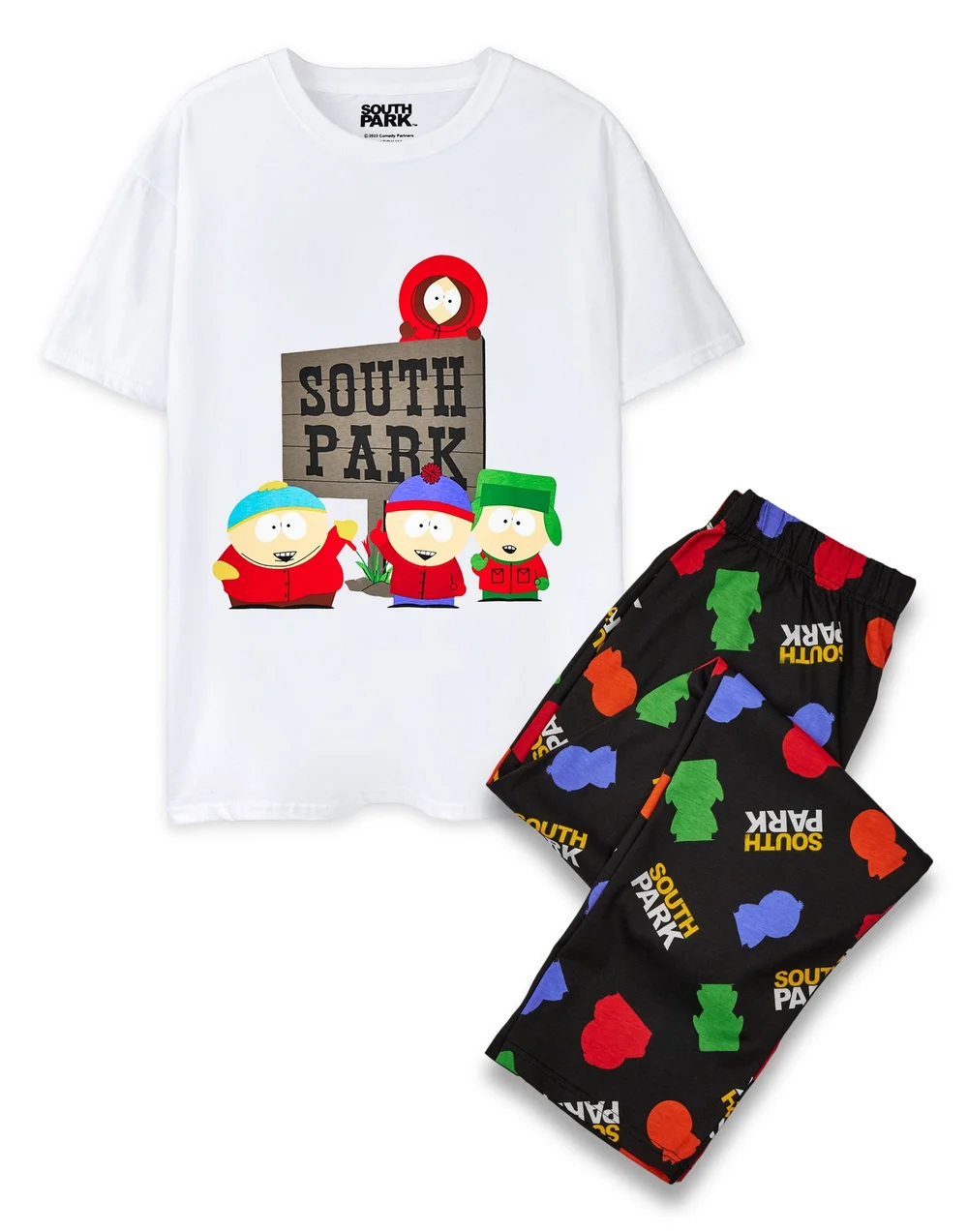 South Park Black All Over Print Bottoms Pyjama Set - Extra Large Image 1