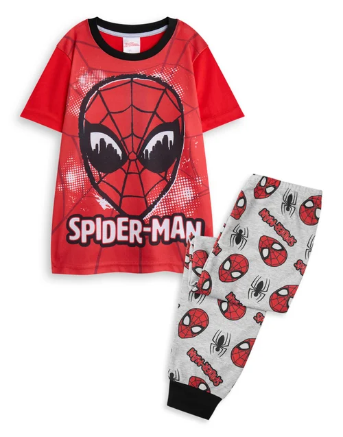 Vanilla Underground Marvel Boys Red Character Face Pyjama Set (2 - 10 Years) - Age 2-3 Years Image 1