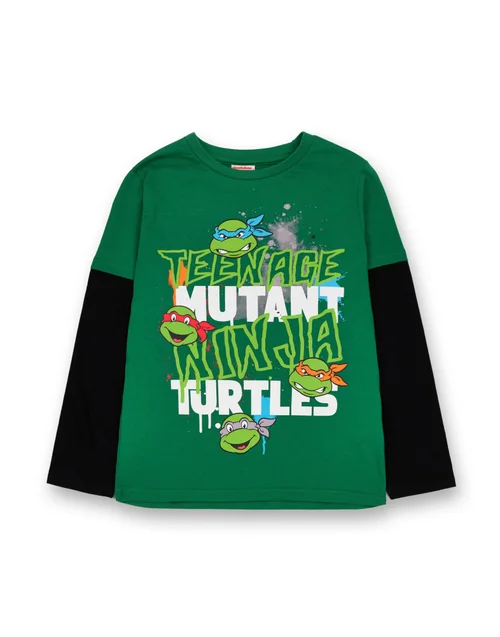 Ninja Turtles Boys Green Long Sleeved T-Shirt (3 - 10 Years) - 096 Image 1