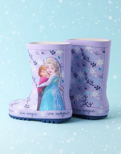 Vanilla Underground Disney Frozen Girls Purple Elsa & Anna Wellies (6 - 12 Younger) - Size 12 Infants Footwear Image 3