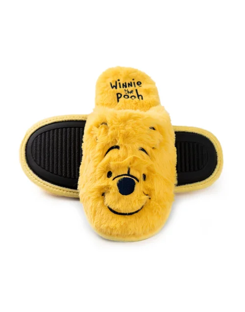 Vanilla Underground Winnie the Pooh Womens Yellow Embroidered Face Mule Slippers - Size 7-8 Image 2