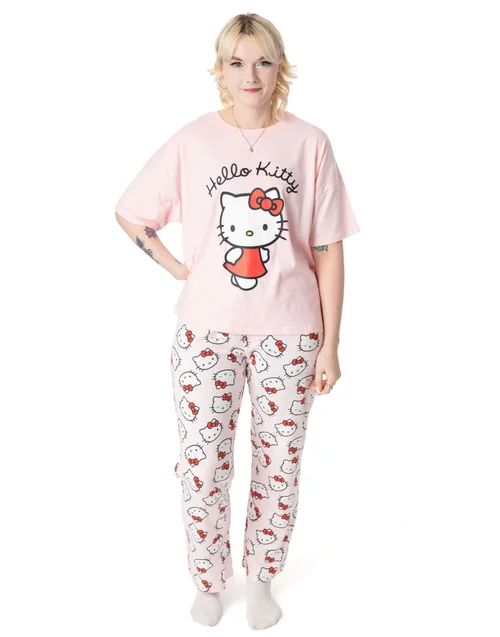 Vanilla Underground Hello Kitty Womens Pink Character Pyjama Set - Extra small Image 1