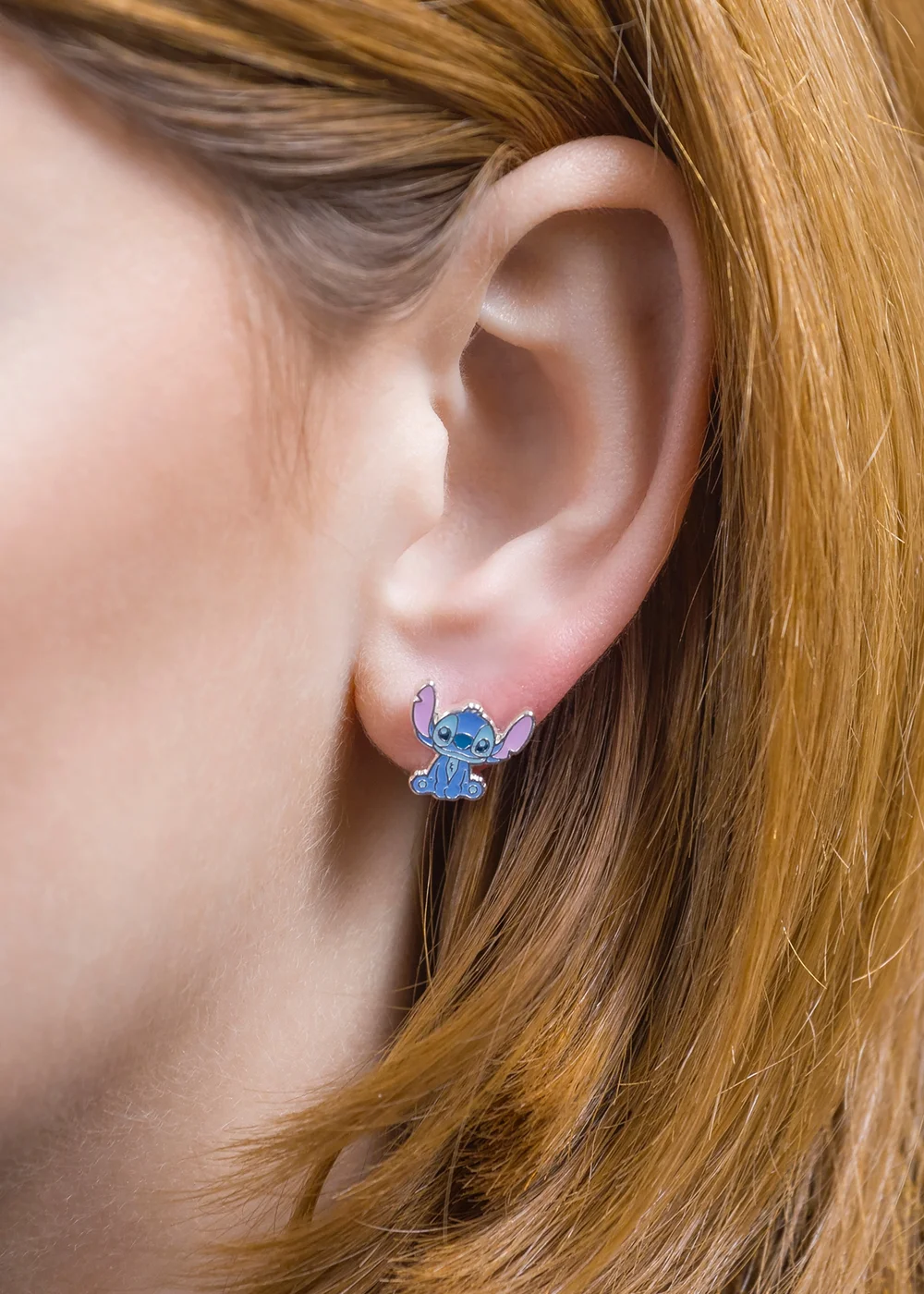 Disney Stitch Blue Enamel Stud Earrings - One Size Image 2