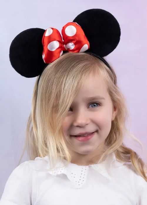 Disney Minnie Mouse Black/Red Polka Dot Bow Headband - One Size Image 2