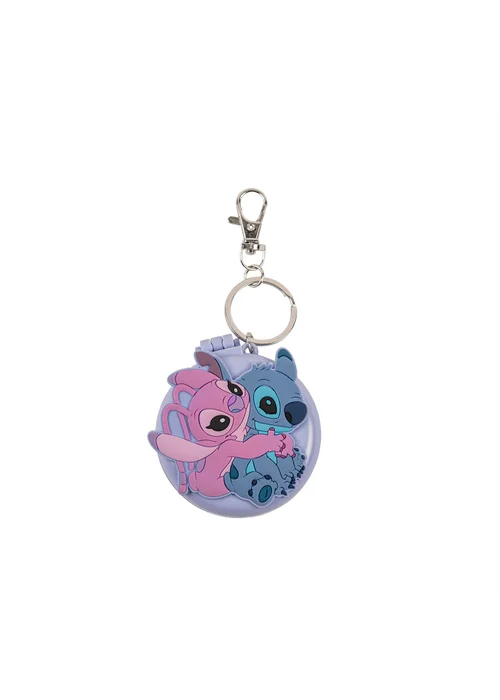 Disney Lilo & Stitch Blue Compact Mirror & Hairbrush Keychain - One Size Image 1