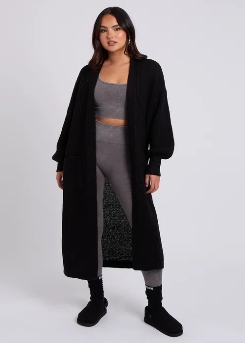 Urban Bliss Black Chunky Longline Cardigan - Large Image 1