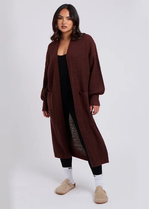 Urban Bliss Chocolate Chunky Longline Cardigan - Medium Image 1