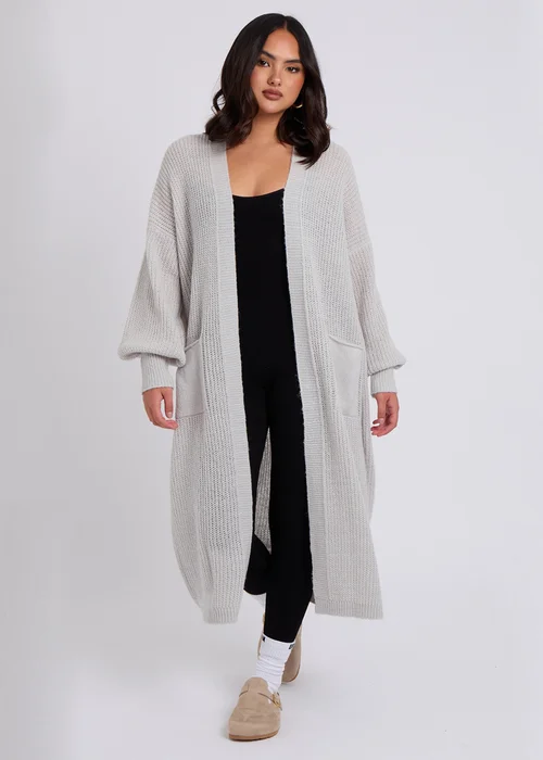 Urban Bliss Grey Chunky Longline Cardigan - Medium Image 2