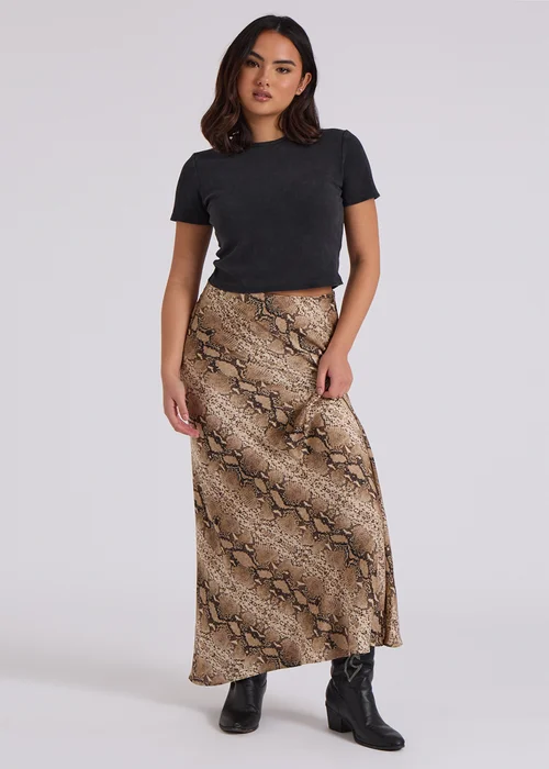 Urban Bliss Brown Snake Bias Cut Skirt - Size 16 Image 1