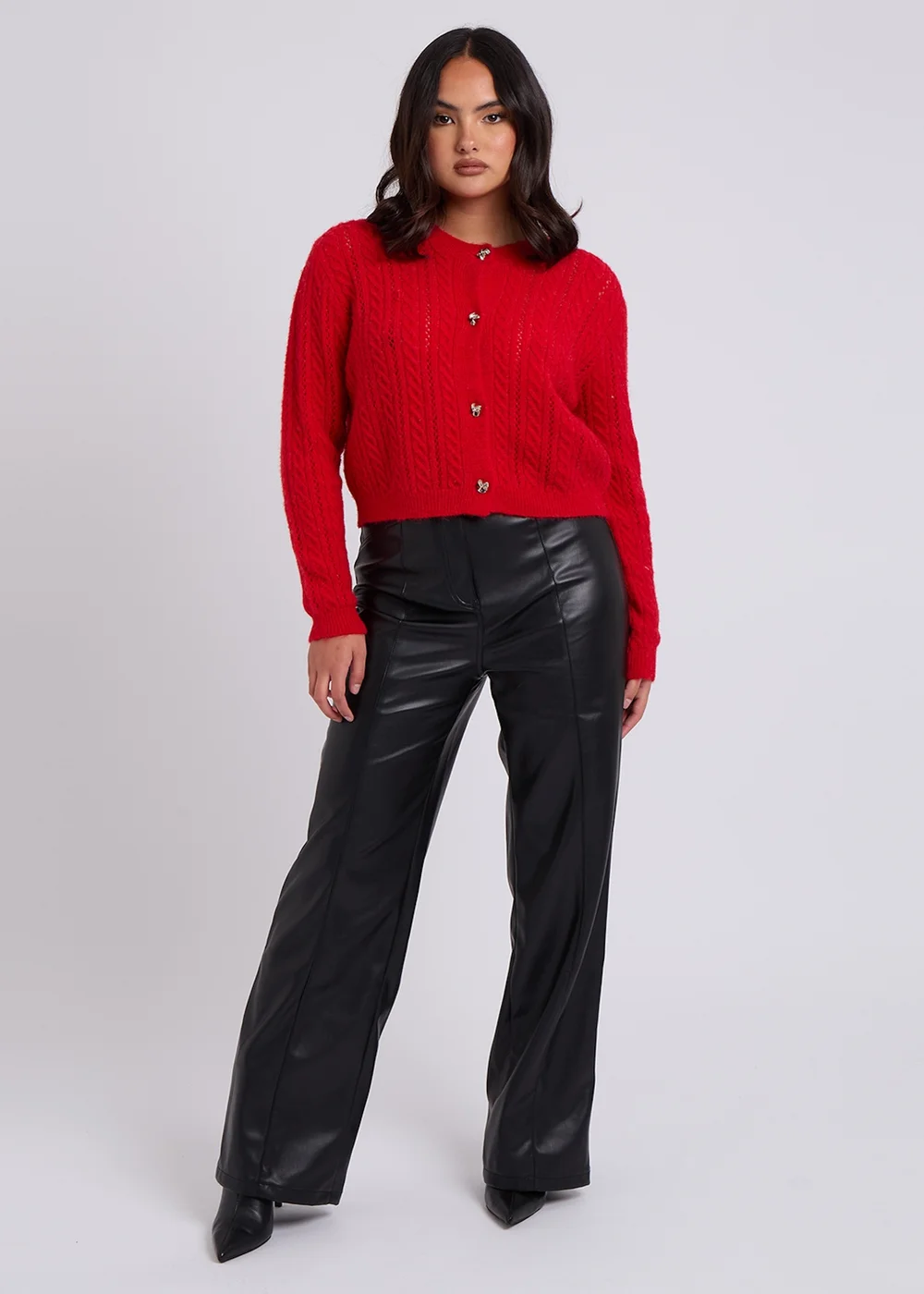 Urban Bliss Black PU Wide Leg Trouser - 12 Image 2