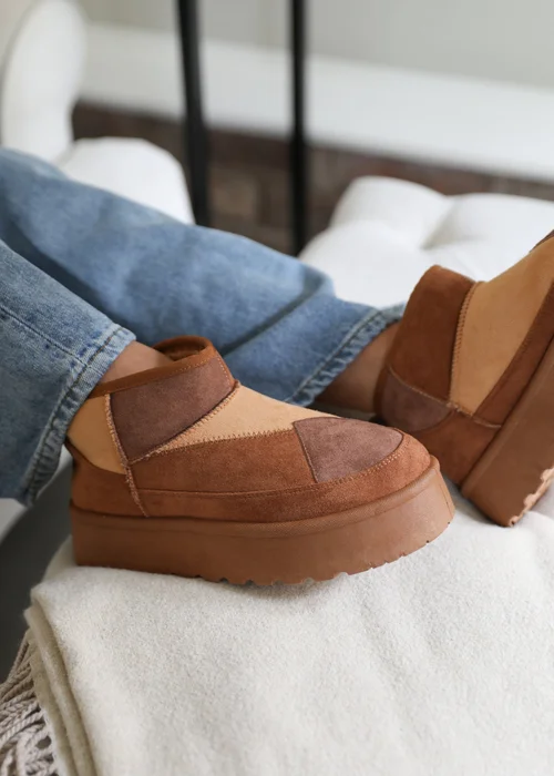 Where's That From Chestnut Coconut Flatform Faux Fur Ankle Boot - Size 7 Image 3