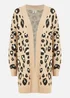 Yumi Beige Animal Print Intarsia Knit Long Cardigan - Small/Medium Image 3