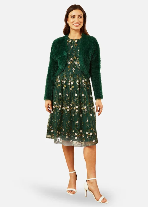 Yumi Green Eyelash Knit Bolero - S Image 2