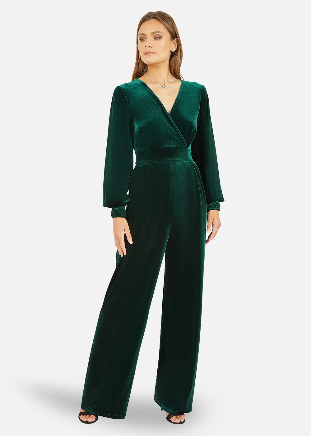 Yumi Green Velvet Long Sleeve Jumpsuit - 12 Image 1