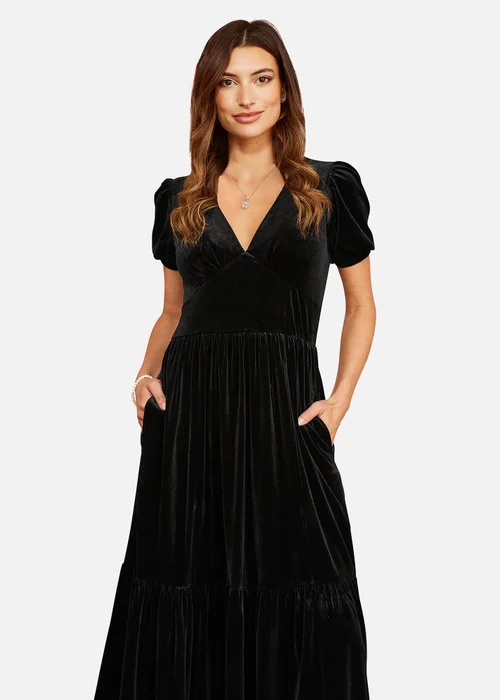 Yumi Black Velvet Midi Dress - 10 Image 2