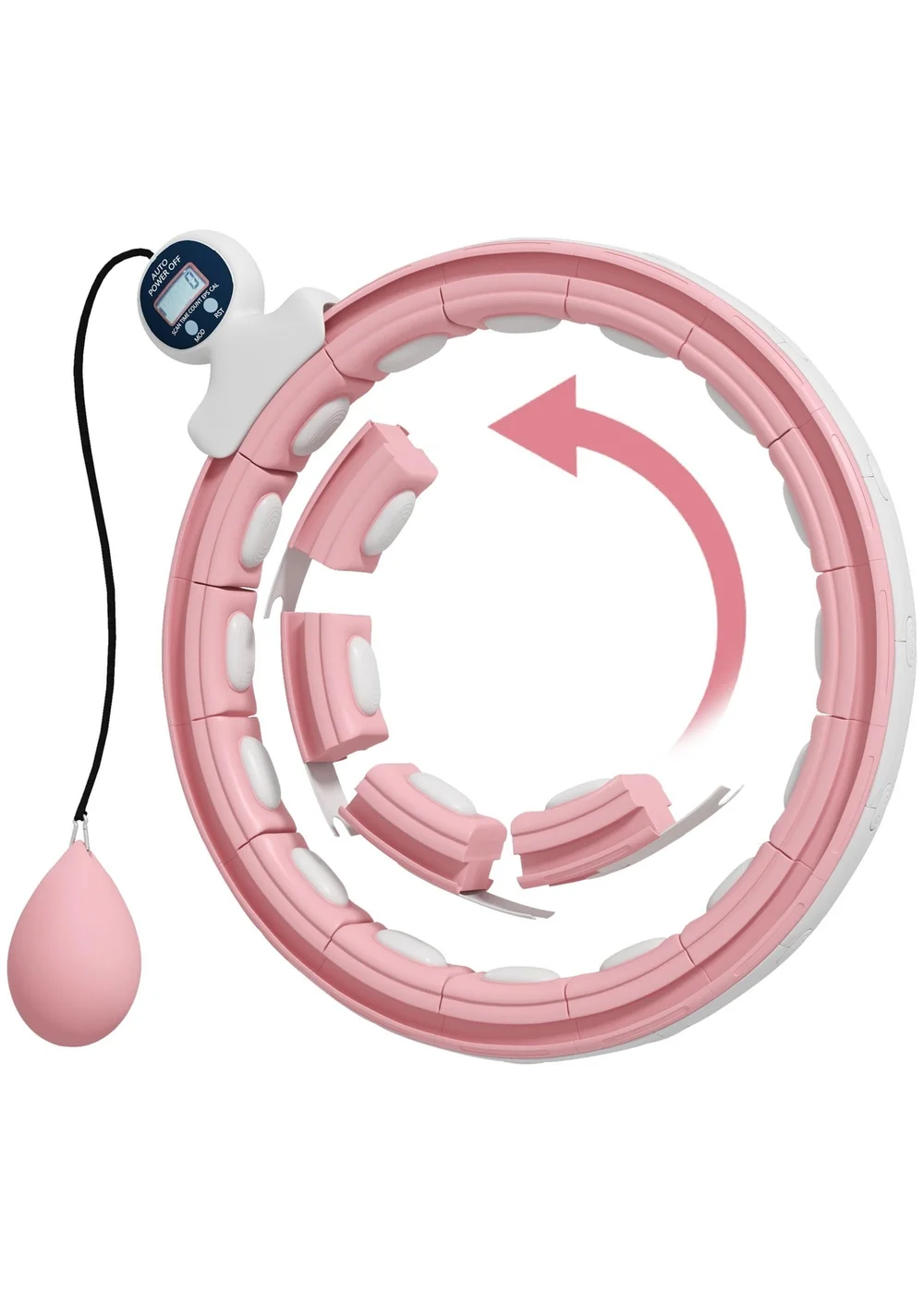 SPORTNOW Smart Weighted Hula Hoop with 16 Detachable Knots & Digital Counter - One Size Image 1