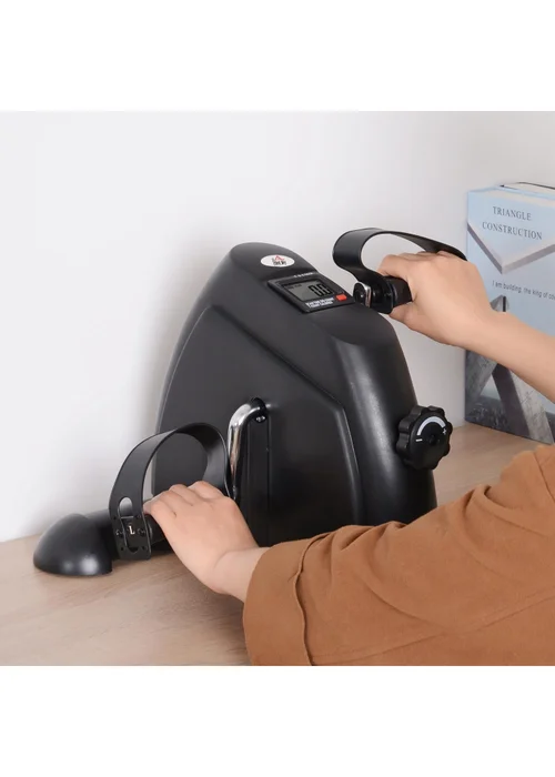 HOMCOM Mini Exercise Bike Portable Pedal Manual Machine Indoor Fitness Black - One Size Image 2