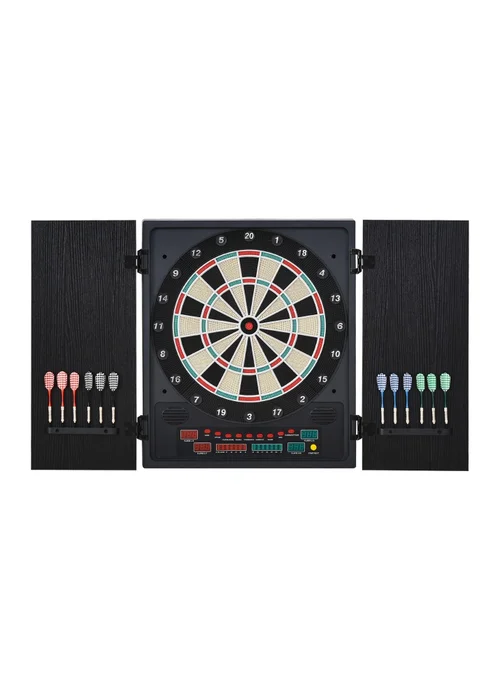 HOMCOM Electronic Dartboard In Case LED Scoreboard w/ 12 Darts 30 Heads Cabinet - One Size Image 1