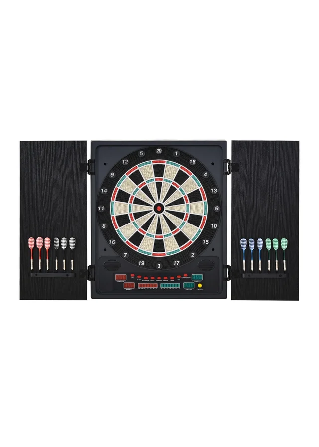 HOMCOM Electronic Dartboard In Case LED Scoreboard w/ 12 Darts 30 Heads Cabinet
