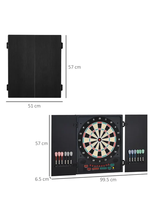 HOMCOM Electronic Dartboard In Case LED Scoreboard w/ 12 Darts 30 Heads Cabinet - One Size Image 3