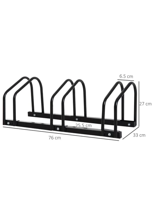 HOMCOM Bike Parking Rack Bicycle Locking Storage Stand for 3 Cycling Black - One Size Image 3