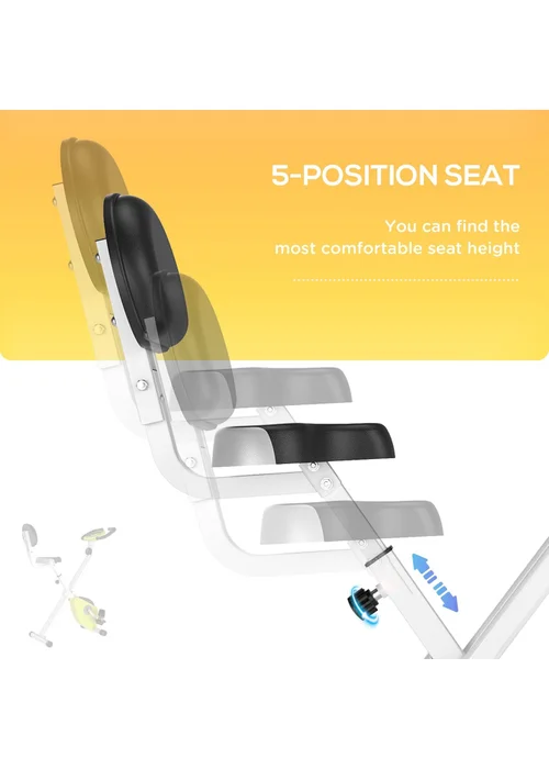 HOMCOM Yellow Magnetic Resistance Exercise Bike Foldable LCD Adjustable Seat - One Size Image 4