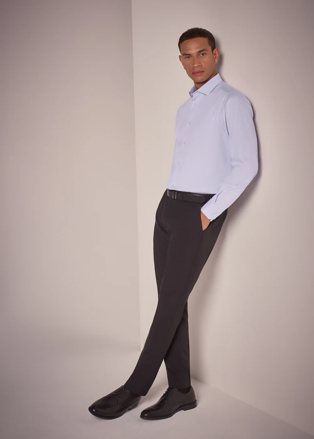 Taylor & Wright Lilac Textured Regular Fit Shirt - Small Image 2