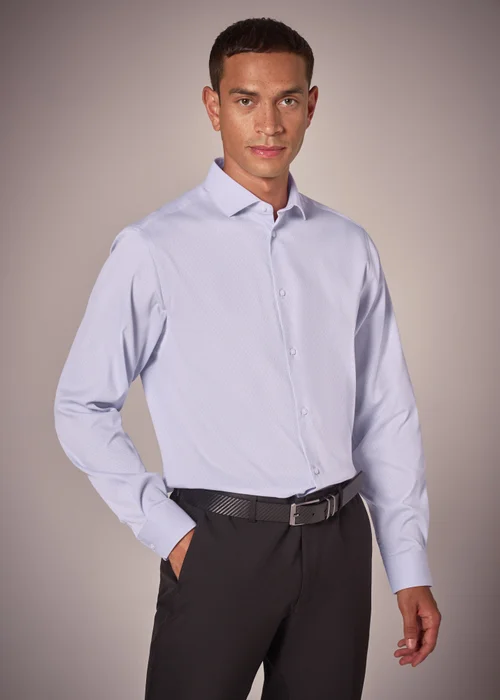 Taylor & Wright Lilac Textured Regular Fit Shirt - Small Image 1