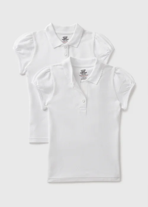 2 Pack Girls White Easy Dressing Polo Shirts (3-13yrs) - 4 Yrs Image 1