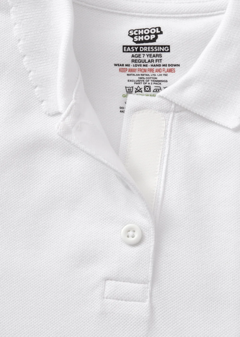 2 Pack Girls White Easy Dressing Polo Shirts (3-13yrs) - 4 Yrs Image 2