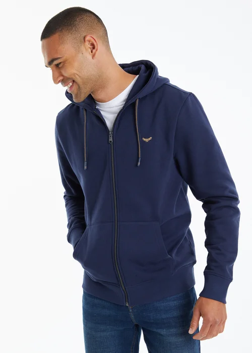 Threadbare Navy Cotton Blend Tangerine Zip Through Hoodie - Small Image 1