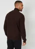 Threadbare Brown Textured Quarter Zip Jumper With Wool - Small Image 2