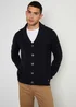 Threadbare Navy Cable Knit Shawl Collar Cardigan With Wool - Medium Image 1