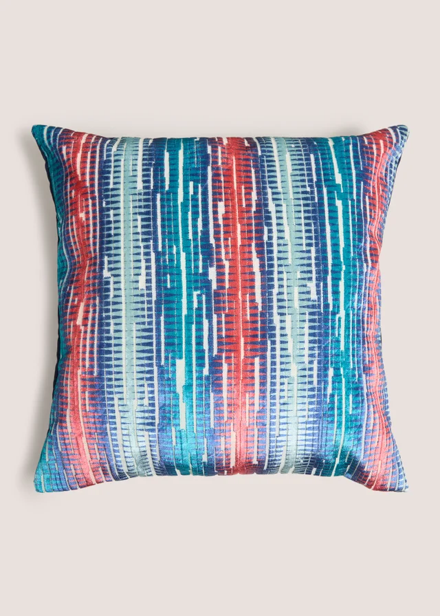 Multicolour Aztec Printed Cut Velvet Cushion