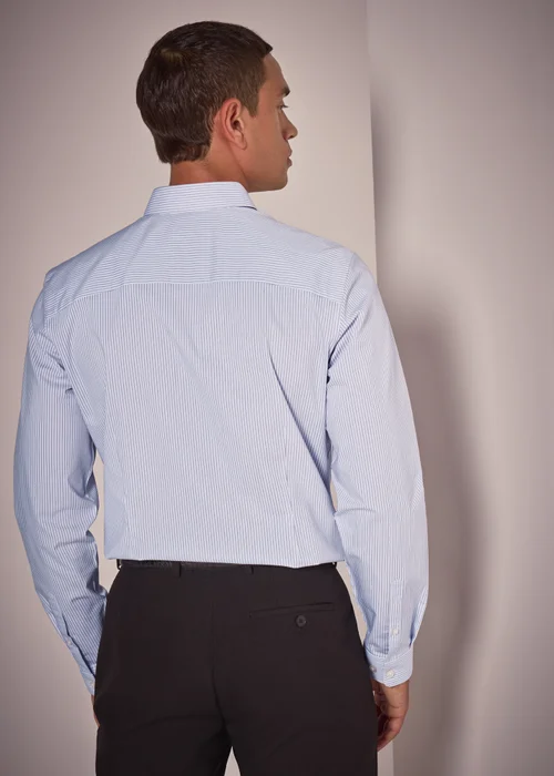 Taylor & Wright Blue Slim Fit Blue Burgundy Stripe Shirt - Small Image 2