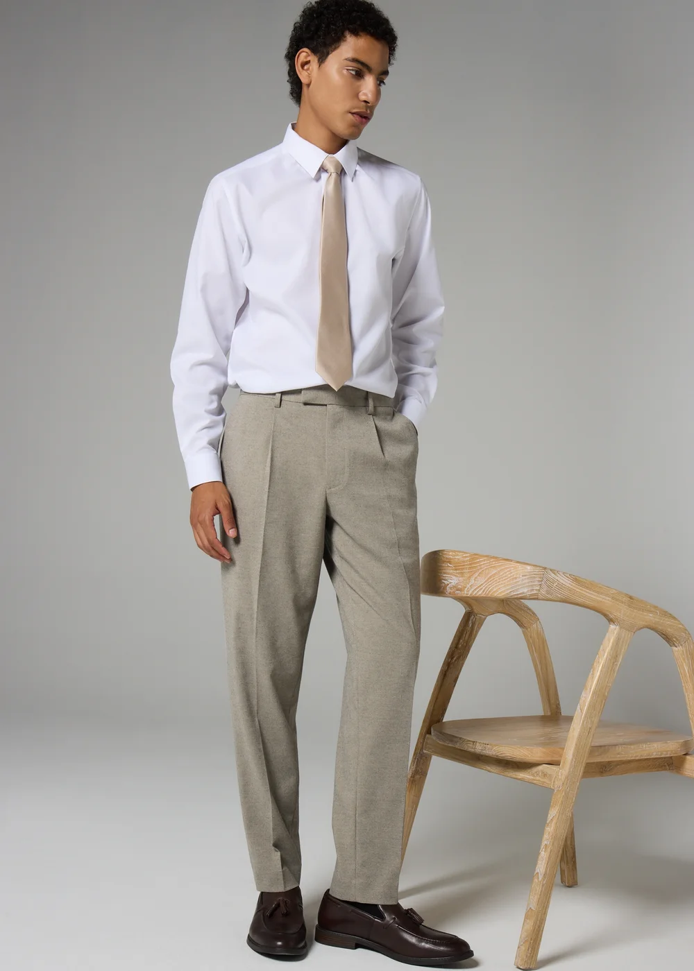 Taylor & Wright Stone Flannel Trousers - 38 Waist 29 Leg Image 1