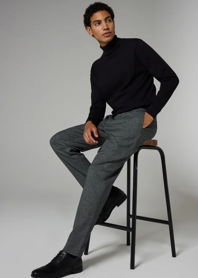 Taylor & Wright Charcoal Puppytooth Trousers