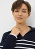 Navy Striped Open Collar Jumper - 3XL Image 3