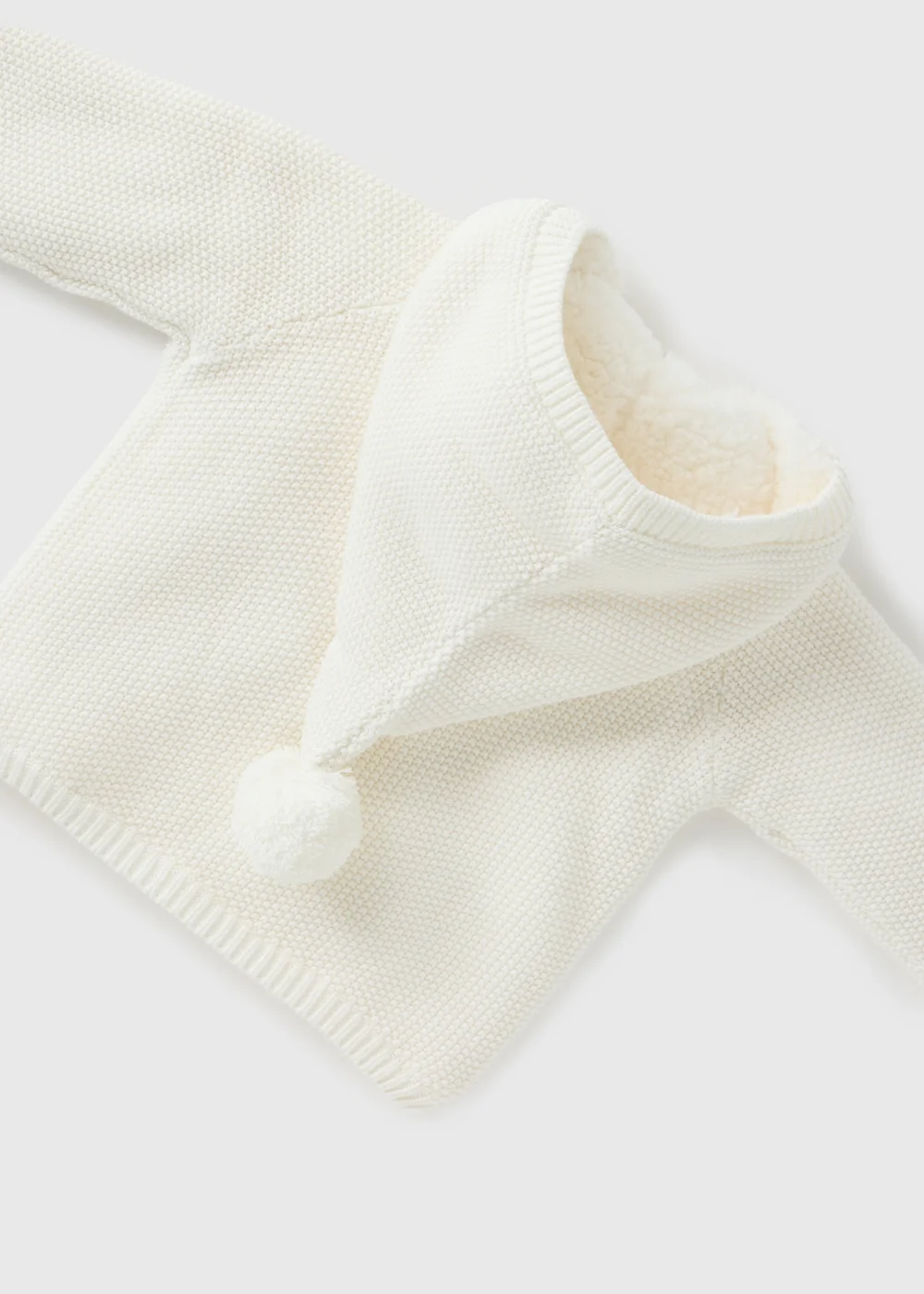 Baby Cream Borg Lined Cardigan (Newborn-23mths) - Up to 1 Month Image 2