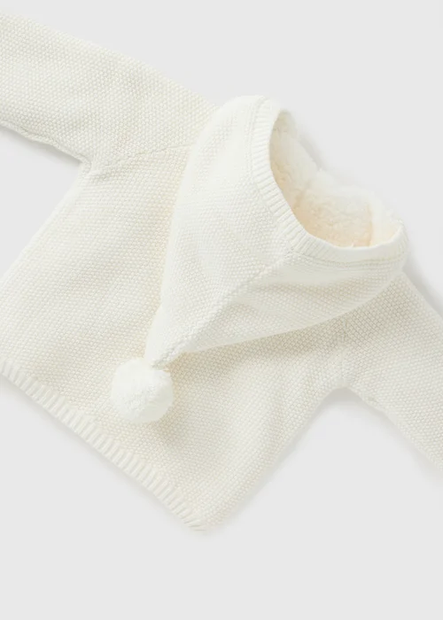 Baby Cream Borg Lined Cardigan (Newborn-23mths) - Up to 1 Month Image 2