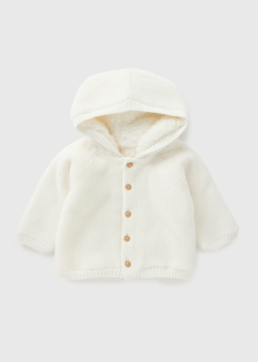Baby Cream Borg Lined Cardigan (Newborn-23mths) - Up to 1 Month Image 1