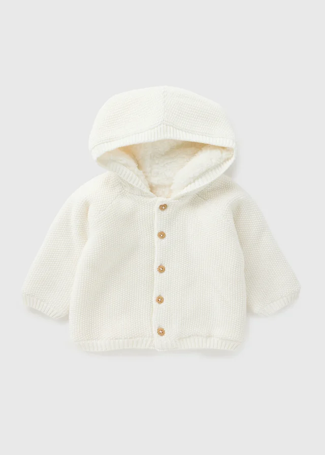 Baby Cream Borg Lined Cardigan (Newborn-23mths)