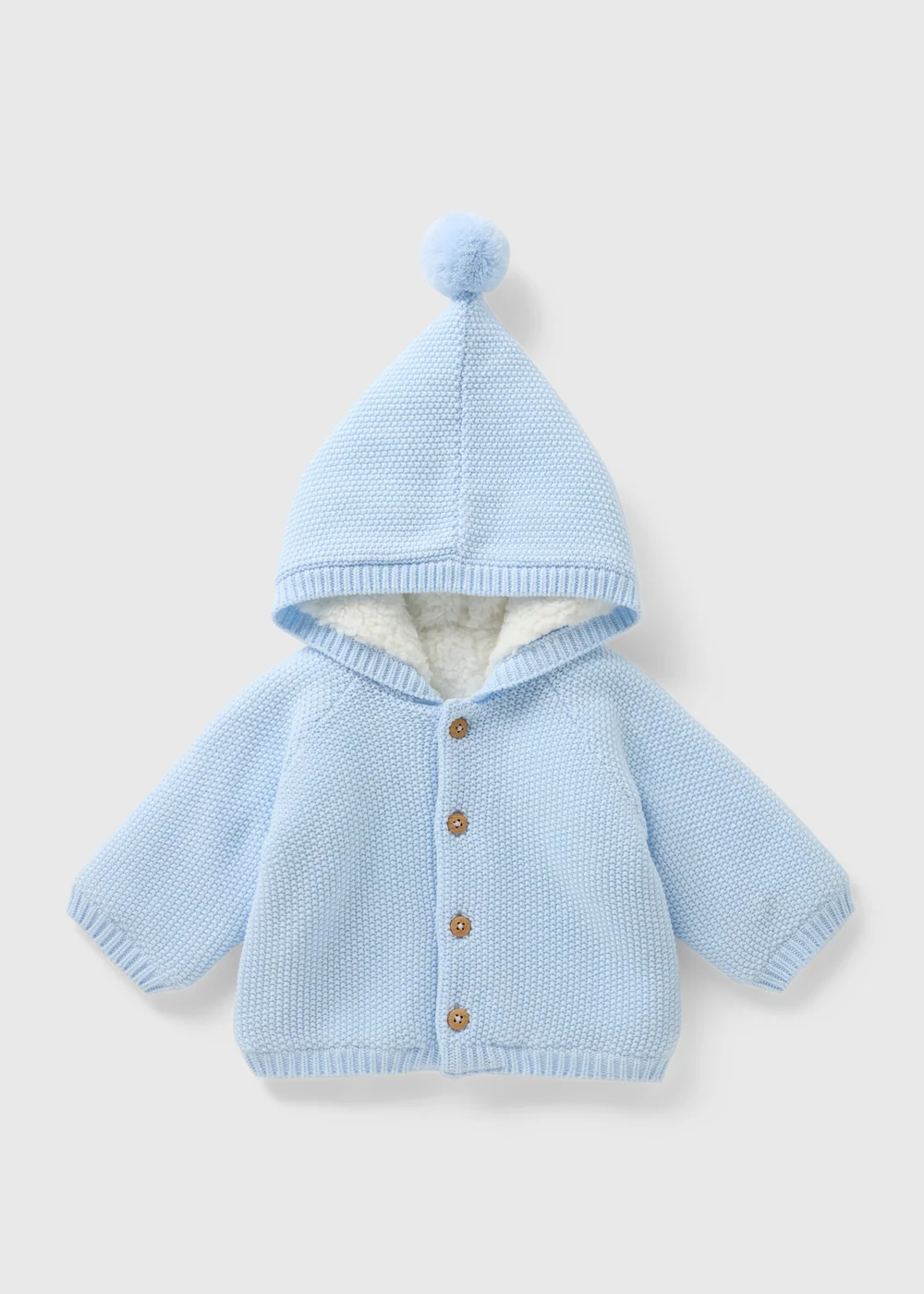 Baby Blue Borg Lined Cardigan (Newborn-23mths) - Up to 1 Month Image 1
