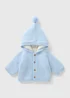 Baby Blue Borg Lined Cardigan (Newborn-23mths) - Up to 1 Month Image 1