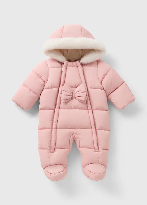 Baby Pink Bow Snowsuit (Newborn-23mths) - Age 0 - 3 Months Image 1