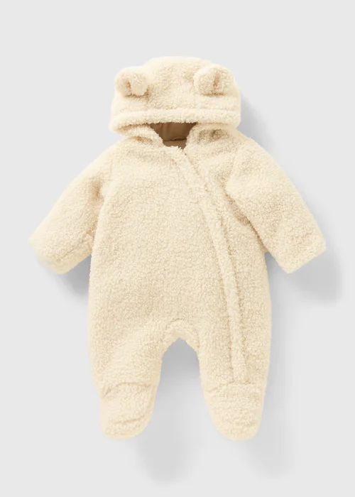 Baby Cream Borg Snowsuit (Newborn-23mths) - Age 12 - 18 Months Image 1