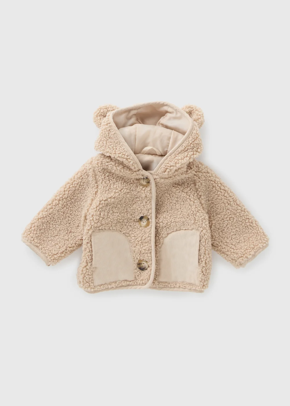 Baby Beige Borg Jacket (Newborn-23mths) - Age 6 - 9 Months Image 1