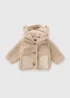 Baby Beige Borg Jacket (Newborn-23mths) - Age 6 - 9 Months Image 1
