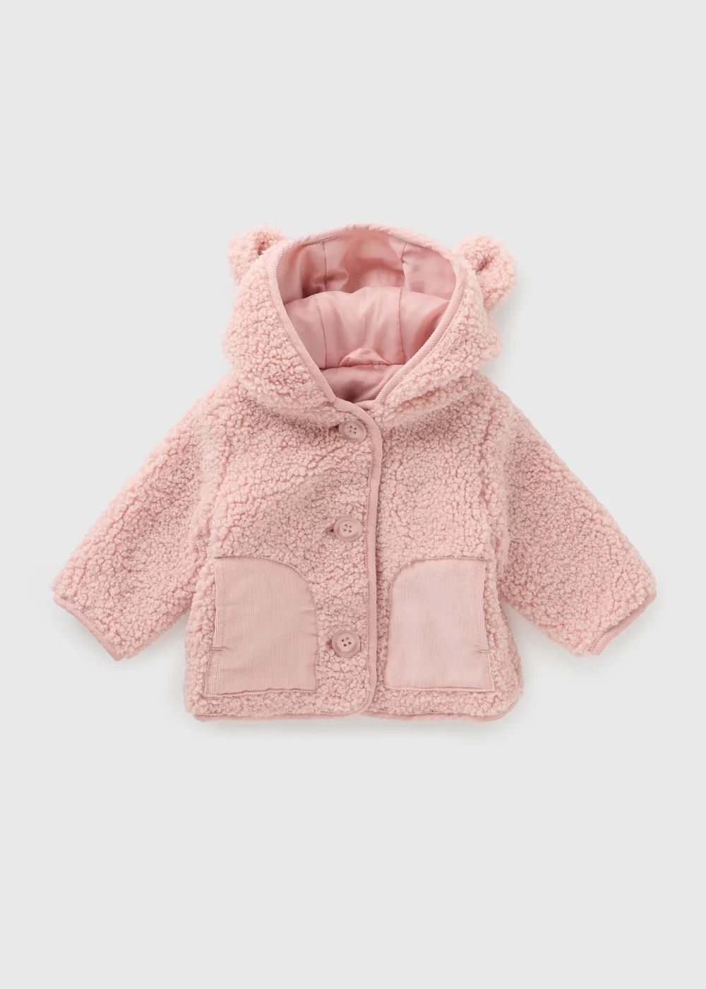 Baby Pink Borg Jacket (Newborn-23mths) - Age 0 - 3 Months Image 1