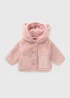 Baby Pink Borg Jacket (Newborn-23mths) - Age 0 - 3 Months Image 1
